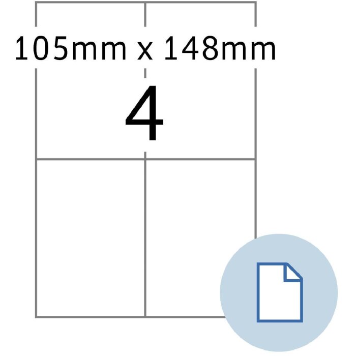 HERMA 58104 Étiquettes de feuille A4 film PE blanc 105x148,50mm 250 feuilles