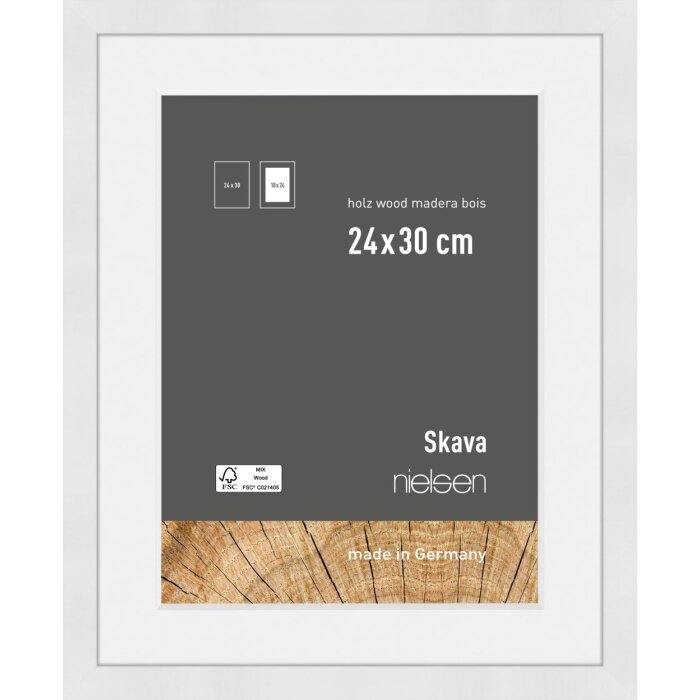 Cadre photo en bois Nielsen Skava blanc 24x30 cm avec passe-partout 18x24 cm