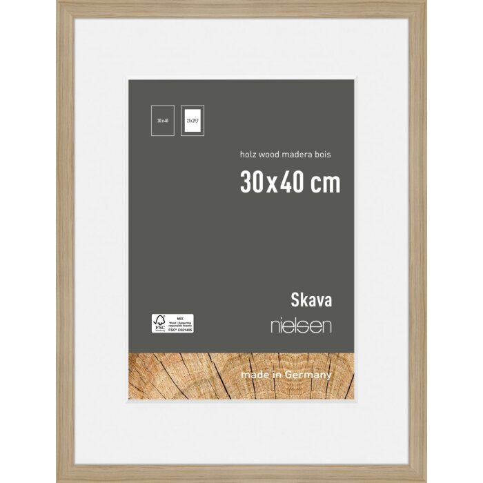 Cadre photo en bois Nielsen Skava chêne 30x40 cm avec passe-partout 21x29,7 cm