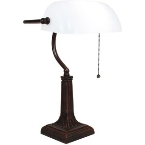 LumiLamp 5LL-5686 Lampe de table blanche 26x16x40 cm E27-max 1x40W Lampe de banquier