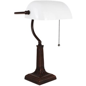 LumiLamp 5LL-5686 Lampe de table blanche 26x16x40 cm E27-max 1x40W Lampe de banquier