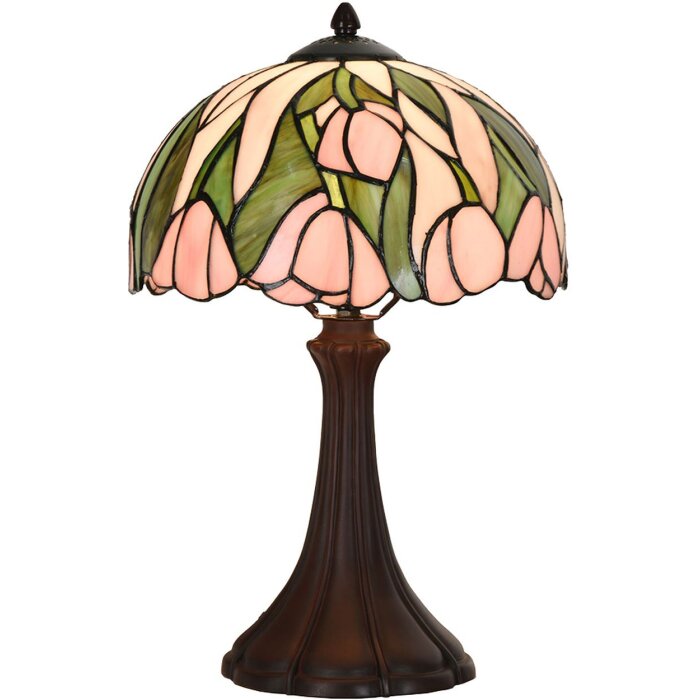 LumiLamp 5LL-6307 Lampe de table Tiffany rose Ø 27x40 cm E14-max 1x40W