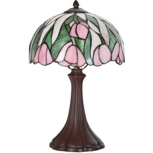 LumiLamp 5LL-6307 Lampe de table Tiffany rose Ø 27x40 cm E14-max 1x40W