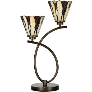 LumiLamp 5LL-6315 Lampe de table Tiffany Beige 46x28x63...