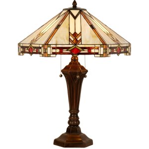 LumiLamp 5LL-6325 Lampe de table Tiffany Beige 50x50x75...