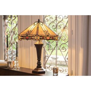 LumiLamp 5LL-6325 Lampe de table Tiffany Beige 50x50x75 cm E27-max 2x60W