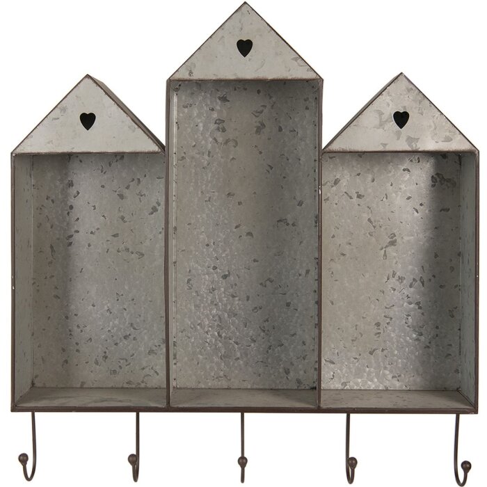 Clayre & Eef 5Y1147 Étagère murale Gris Marron 62x12x66 cm