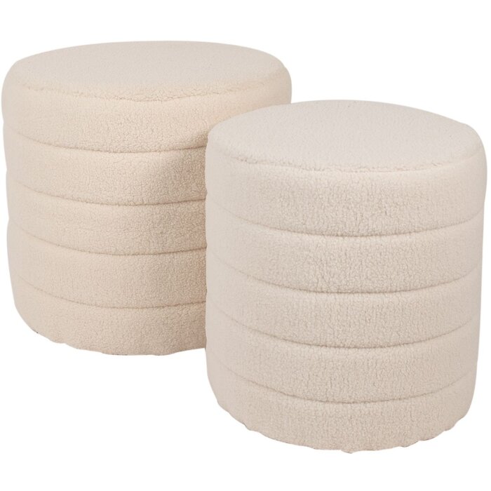 Clayre & Eef 65170 Set de 2 tabourets Beige Ø 50x45 - Ø 40x40 cm