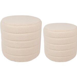 Clayre & Eef 65170 Set de 2 tabourets Beige Ø 50x45 - Ø 40x40 cm