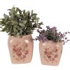 Clayre & Eef 6CE1604M Pot de fleurs pour intérieur rose 14x14x16 cm