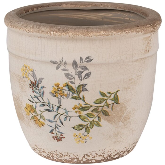 Clayre & Eef 6CE1607M Pot de fleurs pour intérieur Beige Jaune Ø 16x14 cm