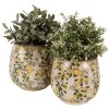 Clayre & Eef 6CE1608L Pot de fleurs pour intérieur Beige Jaune Ø 18x17 cm