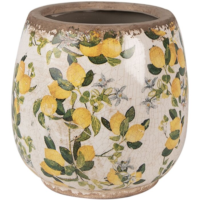 Clayre & Eef 6CE1608S Pot de fleurs pour intérieur Beige Jaune Ø 13x13 cm