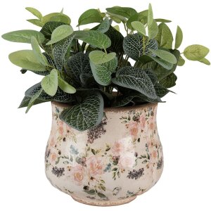 Clayre & Eef 6CE1612L Pot de fleurs pour intérieur Beige Rose Ø 22x18 cm