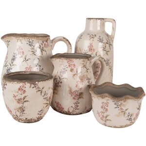 Clayre & Eef 6CE1614 Pichet décoratif Beige Rose Ø 13x25 cm