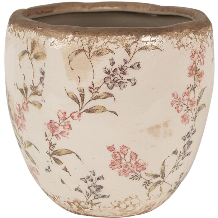 Clayre & Eef 6CE1615M Pot de fleurs pour intérieur Beige Rose Ø 14x14 cm