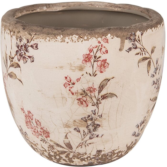 Clayre & Eef 6CE1615S Pot de fleurs pour intérieur Beige Rose Ø 13x11 cm