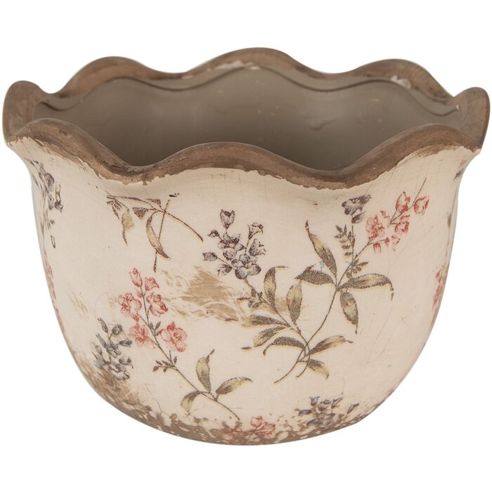 Clayre & Eef 6CE1617L Pot de fleurs pour intérieur Beige Rose Ø 20x13 cm