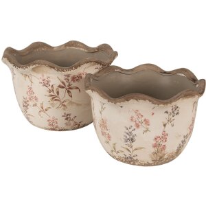 Clayre & Eef 6CE1617L Pot de fleurs pour intérieur Beige Rose Ø 20x13 cm