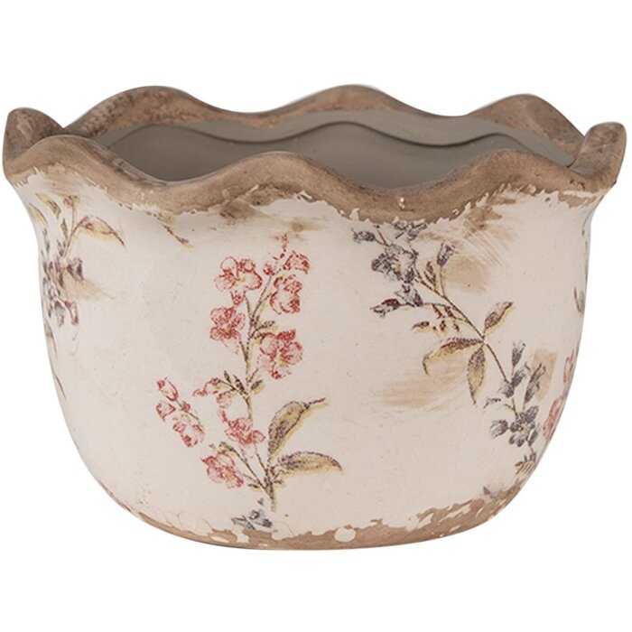 Clayre & Eef 6CE1617S Pot de fleurs pour intérieur Beige Rose Ø 14x9 cm