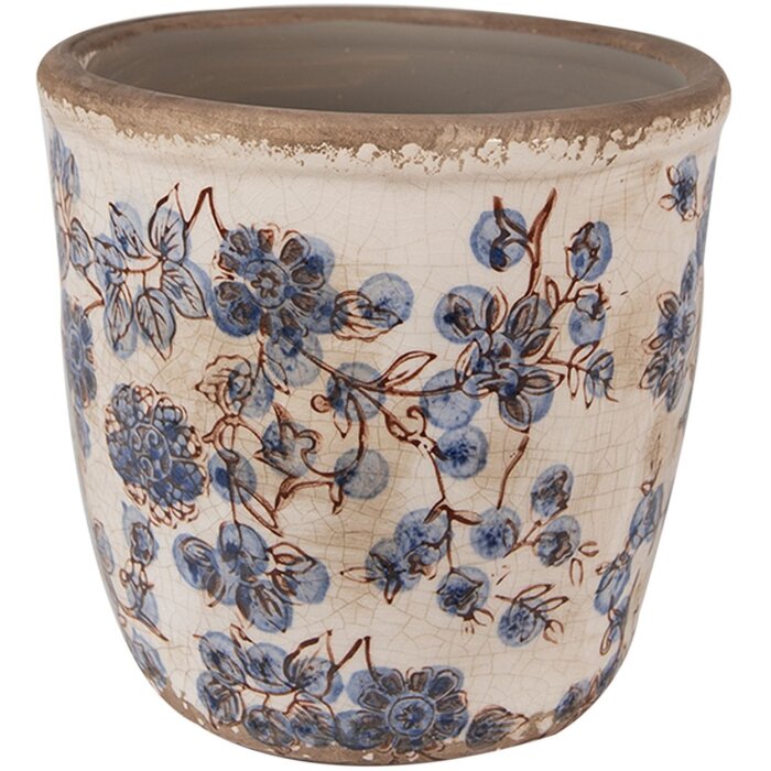 Clayre & Eef 6CE1619M Pot de fleurs pour intérieur Beige Bleu Ø 14x14 cm