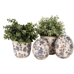 Clayre & Eef 6CE1619M Pot de fleurs pour intérieur Beige Bleu Ø 14x14 cm