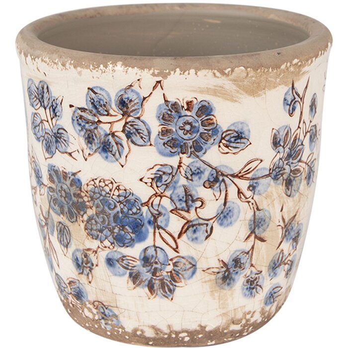 Clayre & Eef 6CE1619XS Pot de fleurs pour intérieur Beige Bleu Ø 11x10 cm