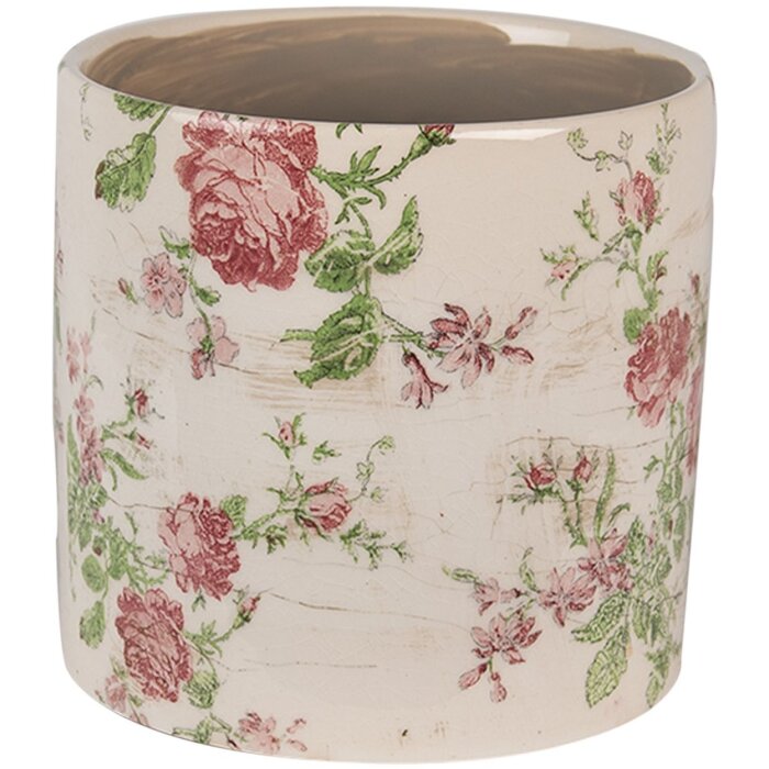 Clayre & Eef 6CE1623M Pot de fleurs pour intérieur Beige Rose Ø 14x13 cm