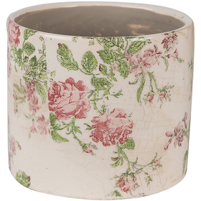 Clayre & Eef 6CE1623S Pot de fleurs pour intérieur Beige Rose Ø 12x10 cm