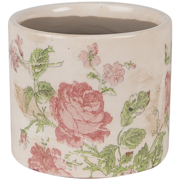 Clayre & Eef 6CE1623XS Pot de fleurs pour intérieur Beige Rose Ø 11x9 cm