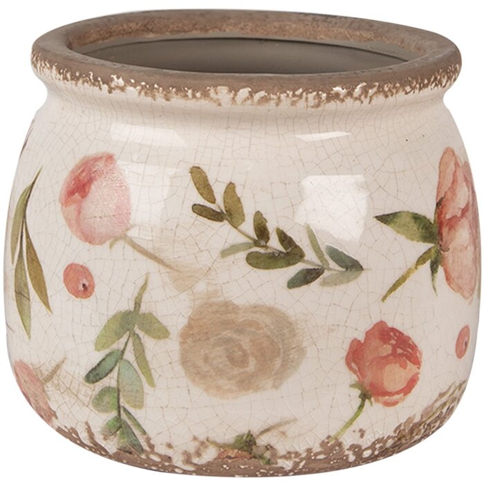 Clayre & Eef 6CE1625M Pot de fleurs pour intérieur Beige Rose Ø 16x13 cm