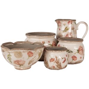 Clayre & Eef 6CE1625M Pot de fleurs pour intérieur Beige Rose Ø 16x13 cm