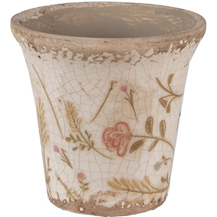 Clayre & Eef 6CE1629S Pot de fleurs pour intérieur Beige Rose Ø 9x8 cm