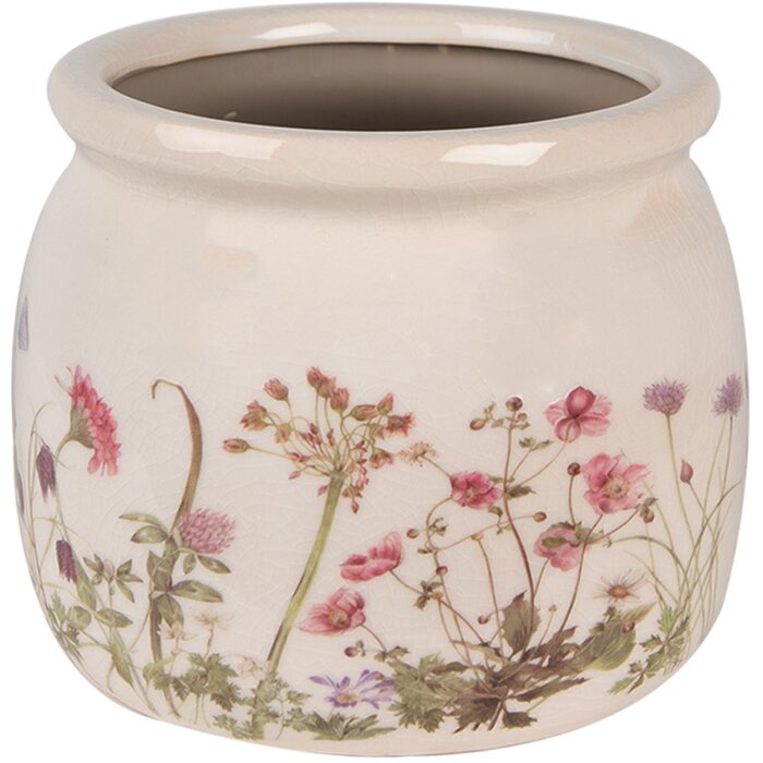 Clayre & Eef 6CE1630M Pot de fleurs pour intérieur Beige Rose Ø 16x13 cm