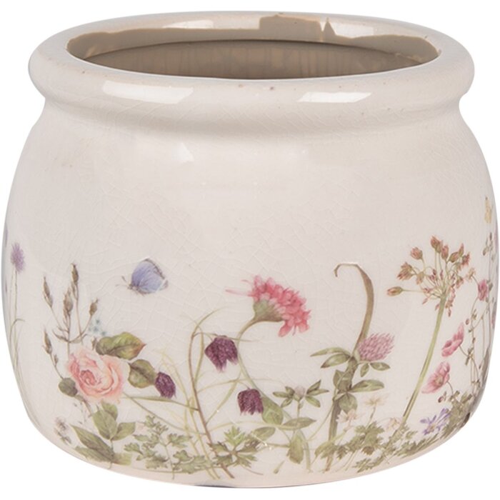 Clayre & Eef 6CE1630S Pot de fleurs pour intérieur Beige Rose Ø 12x10 cm