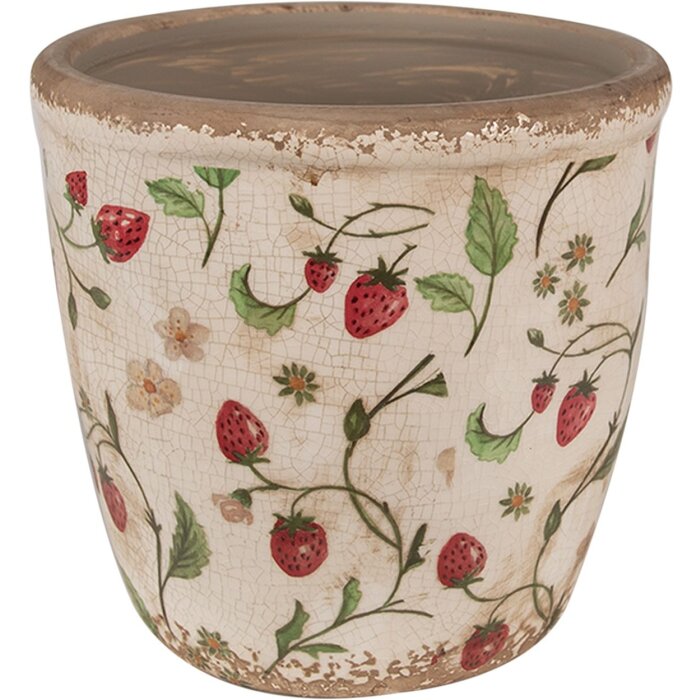 Clayre & Eef 6CE1631L Pot de fleurs pour intérieur Beige, Rouge Ø 16x16 cm