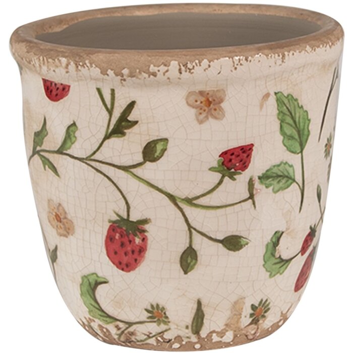 Clayre & Eef 6CE1631XS Pot de fleurs pour intérieur Beige, rouge Ø 11x10 cm