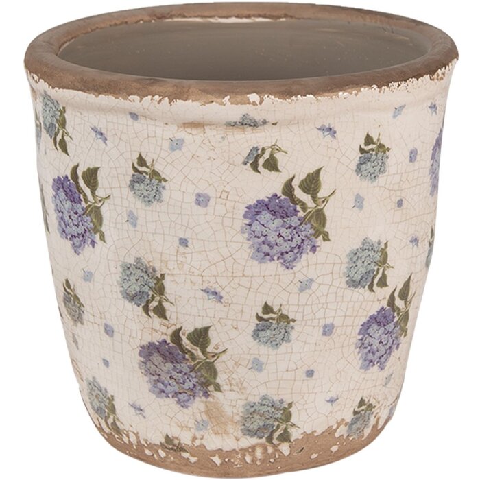 Clayre & Eef 6CE1638M Pot de fleurs pour intérieur Beige Bleu Ø 14x13 cm