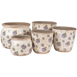 Clayre & Eef 6CE1638M Pot de fleurs pour intérieur Beige Bleu Ø 14x13 cm