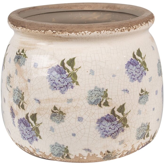 Clayre & Eef 6CE1639M Pot de fleurs pour intérieur Beige Bleu Ø 16x13 cm