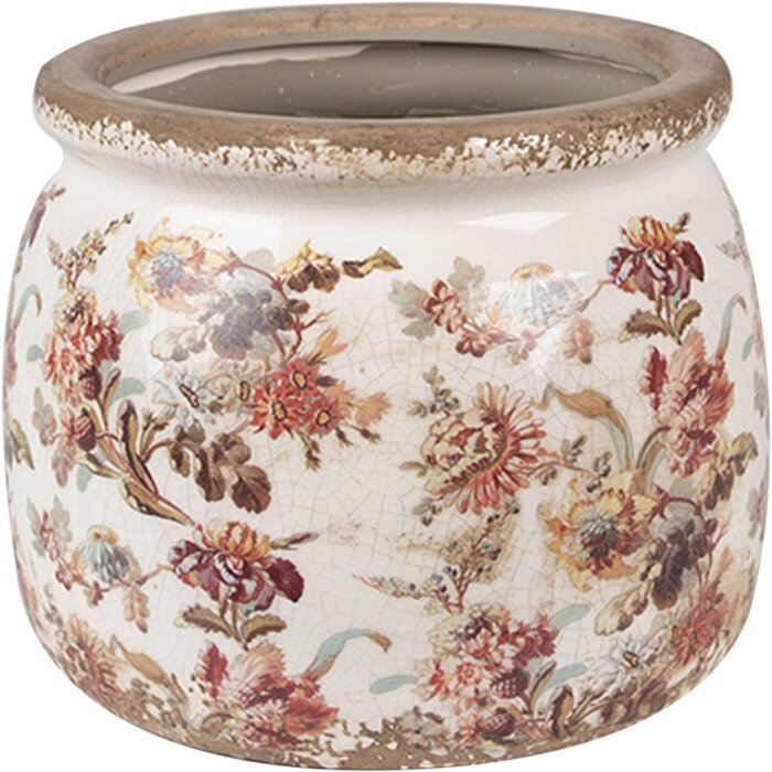 Clayre & Eef 6CE1650M Pot de fleurs pour intérieur Beige Rose Ø 16x13 cm