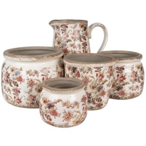 Clayre & Eef 6CE1650M Pot de fleurs pour intérieur Beige Rose Ø 16x13 cm