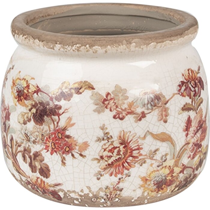 Clayre & Eef 6CE1650S Pot de fleurs pour intérieur Beige Rose Ø 12x10 cm