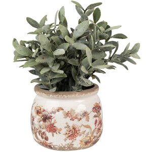 Clayre & Eef 6CE1650S Pot de fleurs pour intérieur Beige Rose Ø 12x10 cm