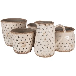 Clayre & Eef 6CE1653M Pot de fleurs pour intérieur Beige Noir Ø 16x13 cm