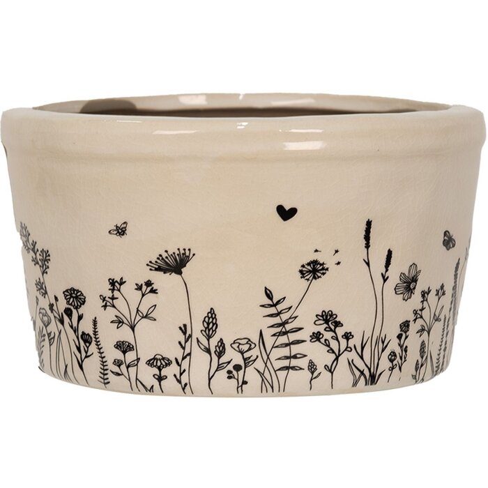 Clayre & Eef 6CEFAF0002M Pot de fleurs pour intérieur Beige, Noir Ø 16x9 cm