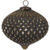 Clayre & Eef 6GL4317 Boule de Noël noire Ø 10x13 cm