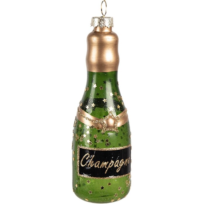 Clayre & Eef 6GL4333 Pendentif de Noël Vert Doré Ø 4x12 cm