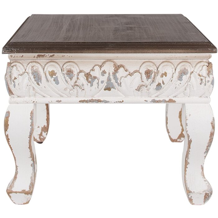 Clayre & Eef 6H2308 Table dappoint blanc marron 40x40x33 cm