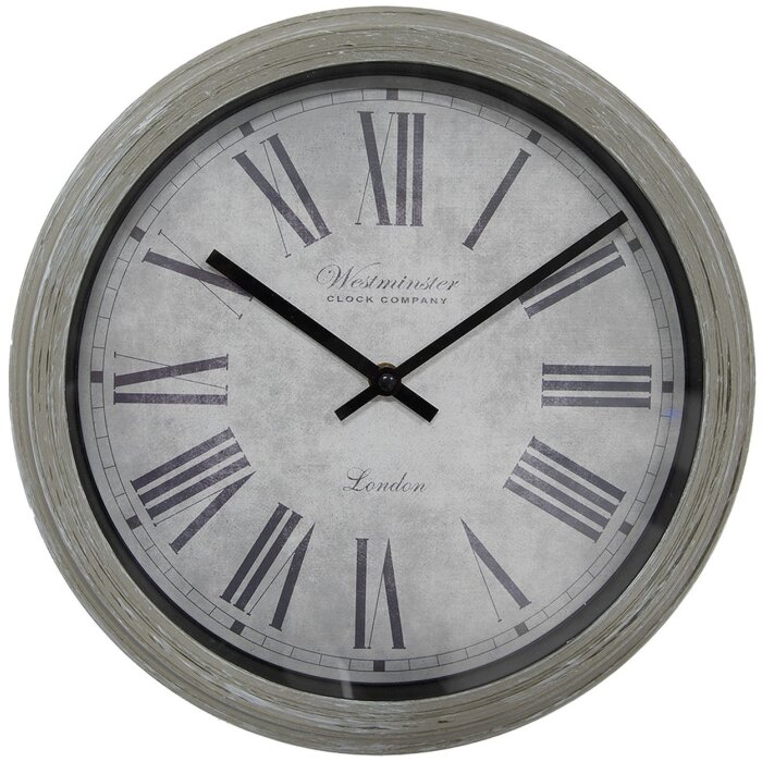 Clayre & Eef 6KL0805 Horloge murale Gris Ø 30x4 cm - 1xAA